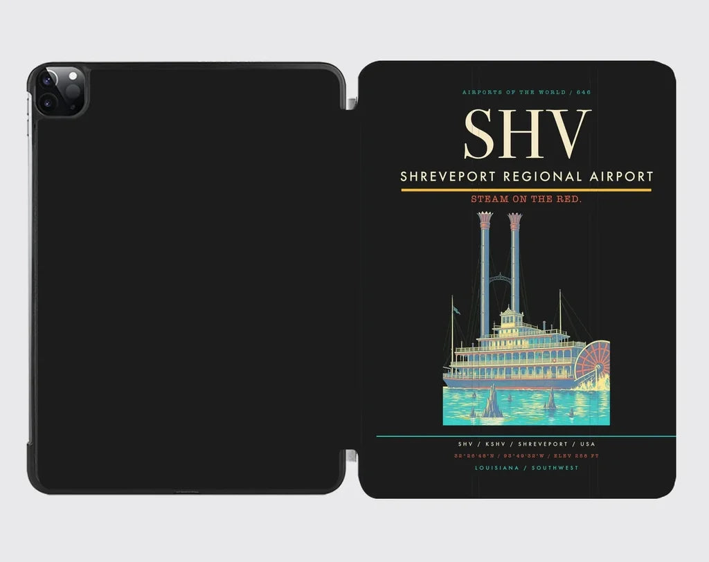 Shreveport Regional Airport (SHV) design on black ipad tablet case