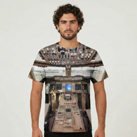 Thumbnail for Boeing 747 Cockpit Printed aviation design printed on soft cotton 3D-print T-shirt.