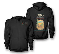 Thumbnail for Obihiro Airport (OBO) design on black premium zipped hoodie