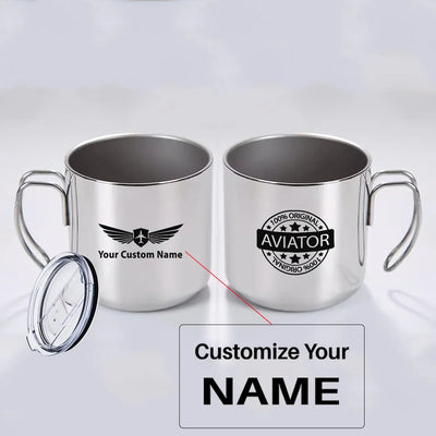 100 Original Aviator aviation design on portable mug, vacuum-insulated double-wall.