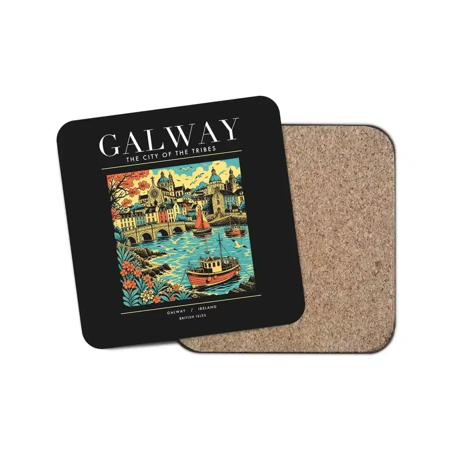 GALWAY - Poster - Coaster - Black