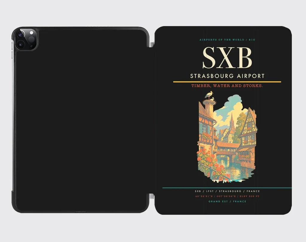 Strasbourg Airport (SXB) design on black ipad tablet case