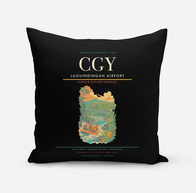 Laguindingan Airport (CGY) design on black pillow