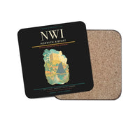 Thumbnail for Norwich Airport (NWI) design on black 1 piece coaster