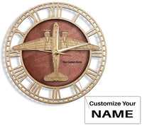 Thumbnail for C-47 Skytrain aviation design on premium wood wooden wall clock.