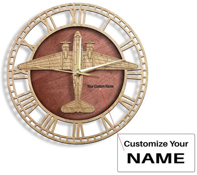C-47 Skytrain aviation design on premium wood wooden wall clock.