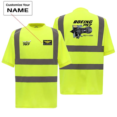 Boeing 757 & Rolls Royce Engine (RB211) aviation design printed on soft cotton reflective T-shirt.
