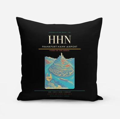 Frankfurt-Hahn Airport (HHN) design on black pillow