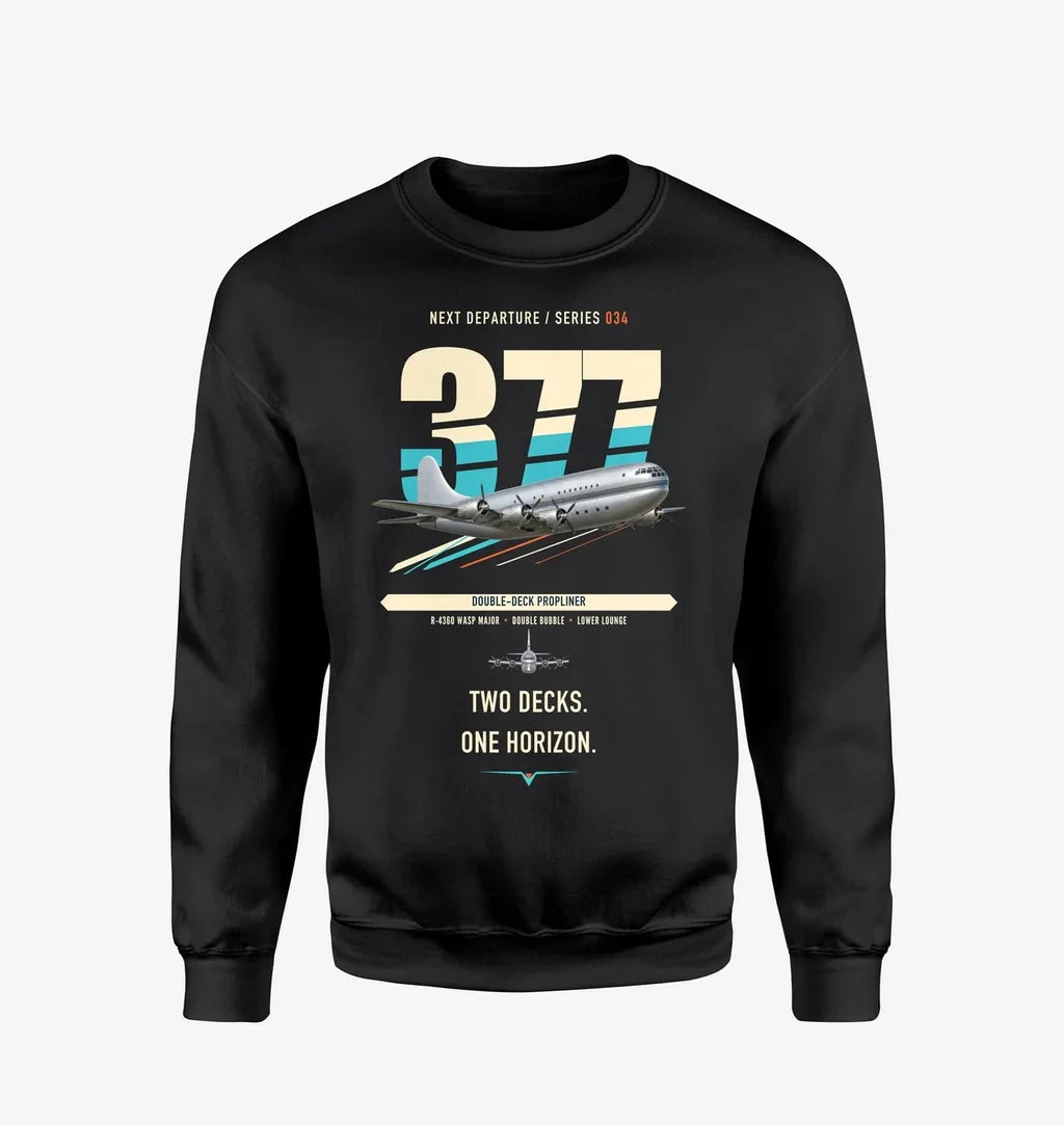 Boeing 377 Stratocruiser design on black sweatshirt