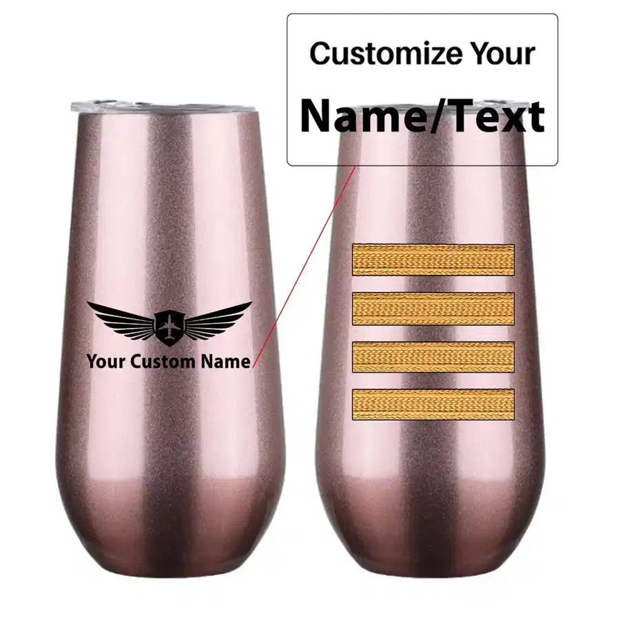 Golden 4 Lines 6oz Egg aviation design on 6oz egg cup, compact 6oz ceramic.