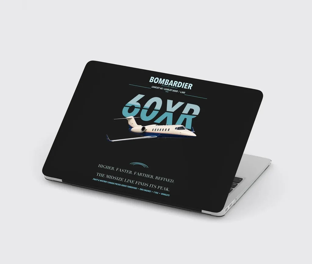 Bombardier Learjet 60XR design on black MacBook case
