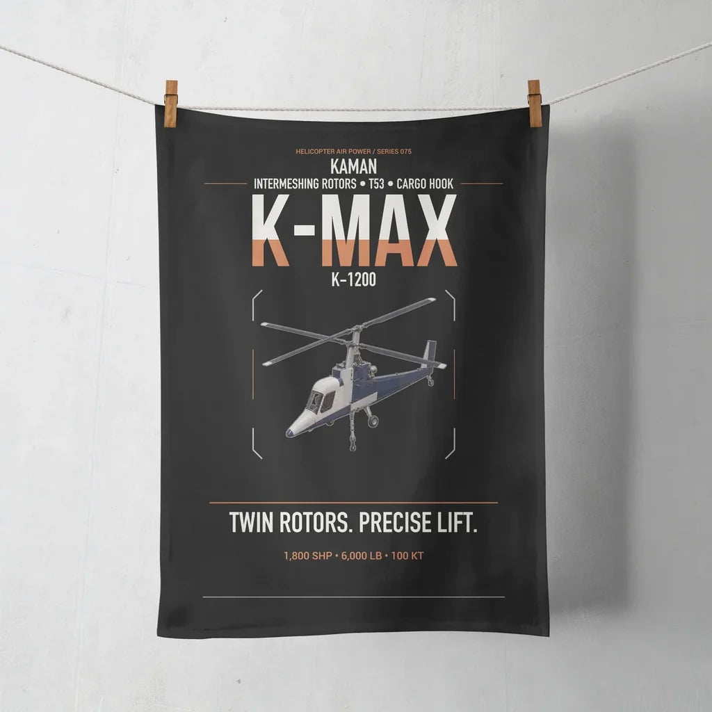 Kaman K-1200 K-MAX design on black towel