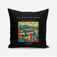 Thumbnail for VINTAGE G4372 - The Tram To The Tarmac - Designed Pillows design on black