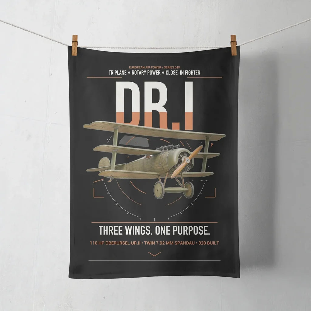 Fokker Dr.I design on black towel