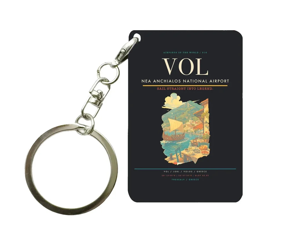 Nea Anchialos National Airport (VOL) design on black key chain