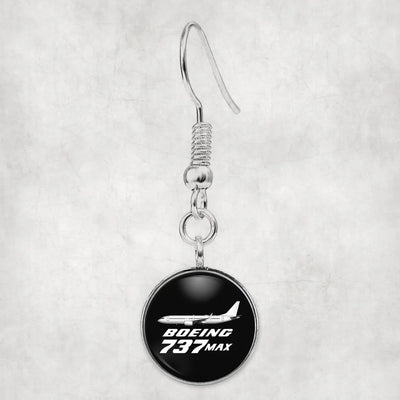 Side view of The Boeing 737Max aviation earrings in hypoallergenic alloy, polished finish.