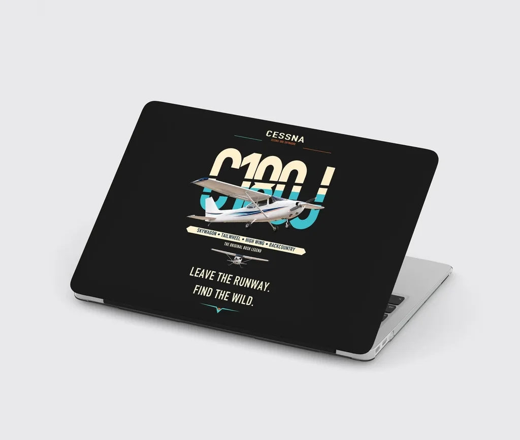 Cessna 180J Skywagon design on black MacBook case