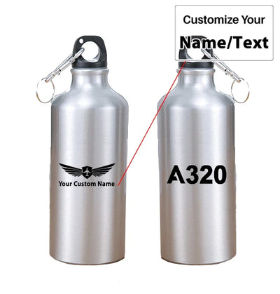Airbus A320 Flat Text aviation design on thermos, vacuum-insulated.