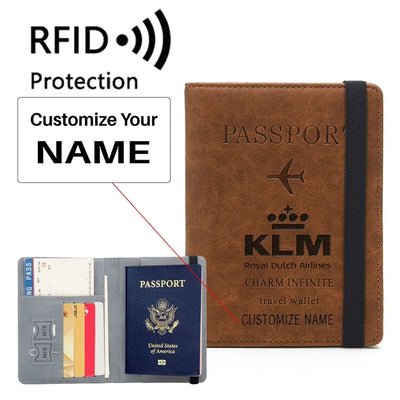 KLM Royal Dutch Airlines aviation passport cover travel wallet in leather.