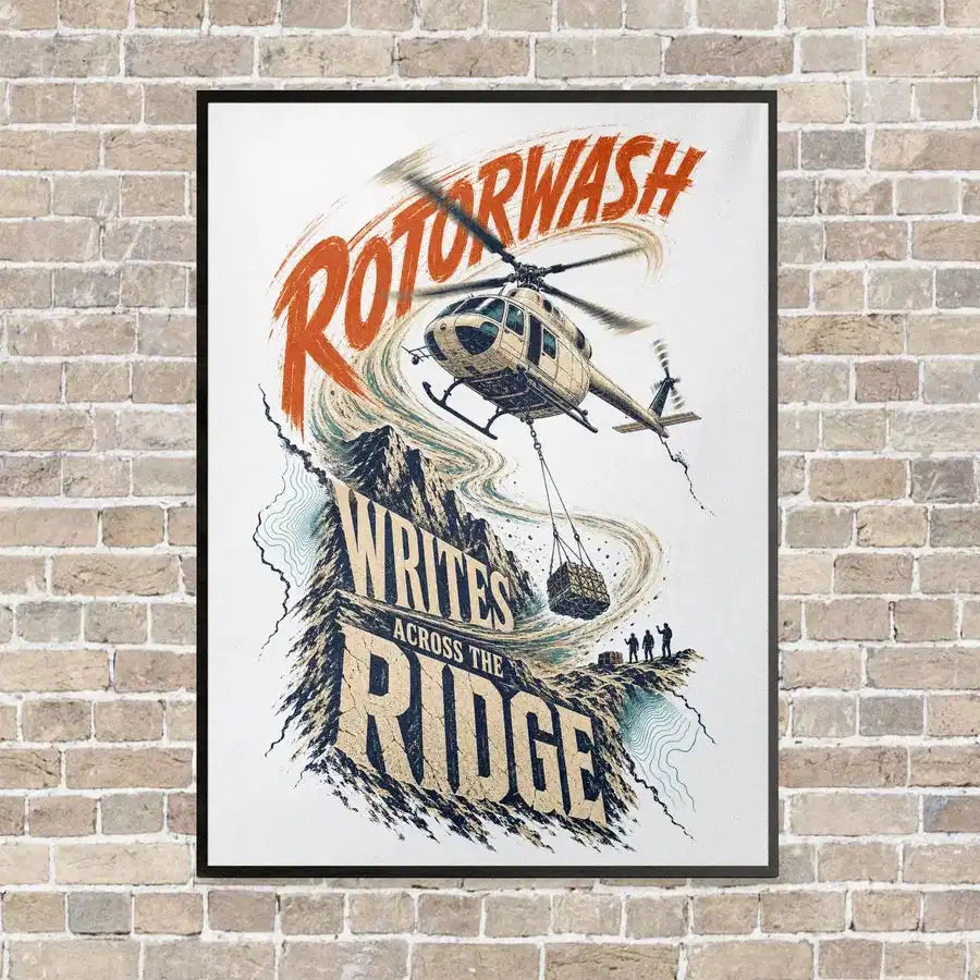 Rotorwash Writes Across The Ridge vertical canvas print - framed - white background