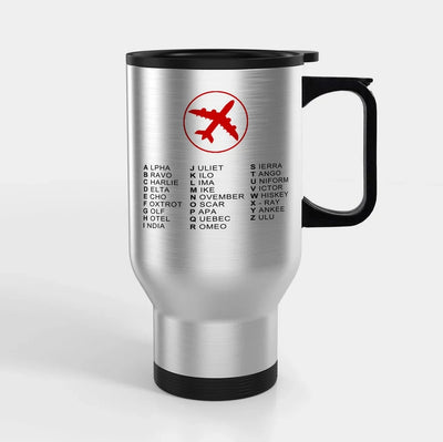 Aviation Alphabet 2 Travel Mugs (With Holder) aviation design on travel mug with holder, insulated double-wall with car-cup b.
