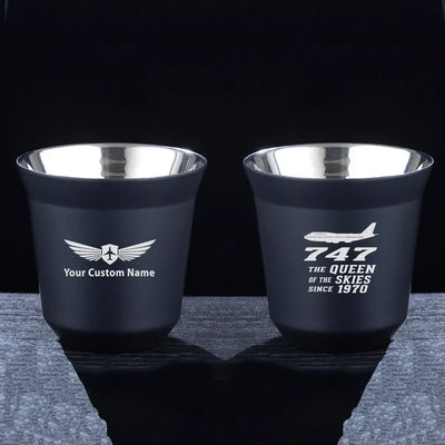Boeing 747 - Queen of the Skies (2) aviation design on double-wall coffee mug, vacuum-insulated double-wall.