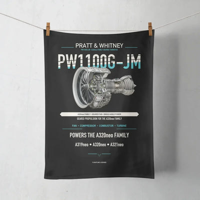 PW1100G-JM design on black towel