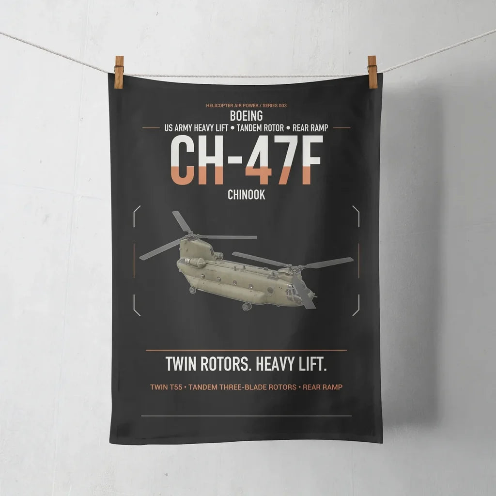 Boeing CH-47F Chinook design on black towel
