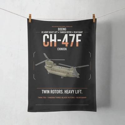 Boeing CH-47F Chinook design on black towel