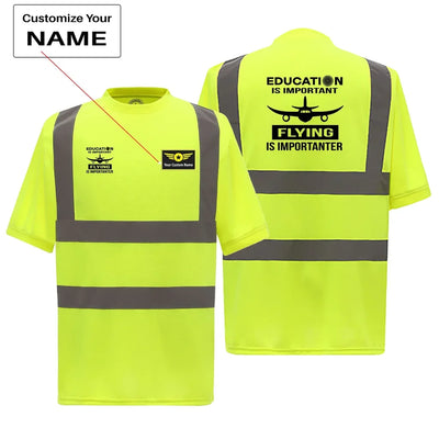 Flying is Importanter aviation design printed on soft cotton reflective T-shirt.
