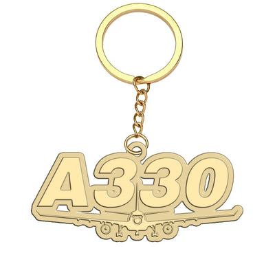 Super Airbus A330 aviation hollow key chain in polished alloy.