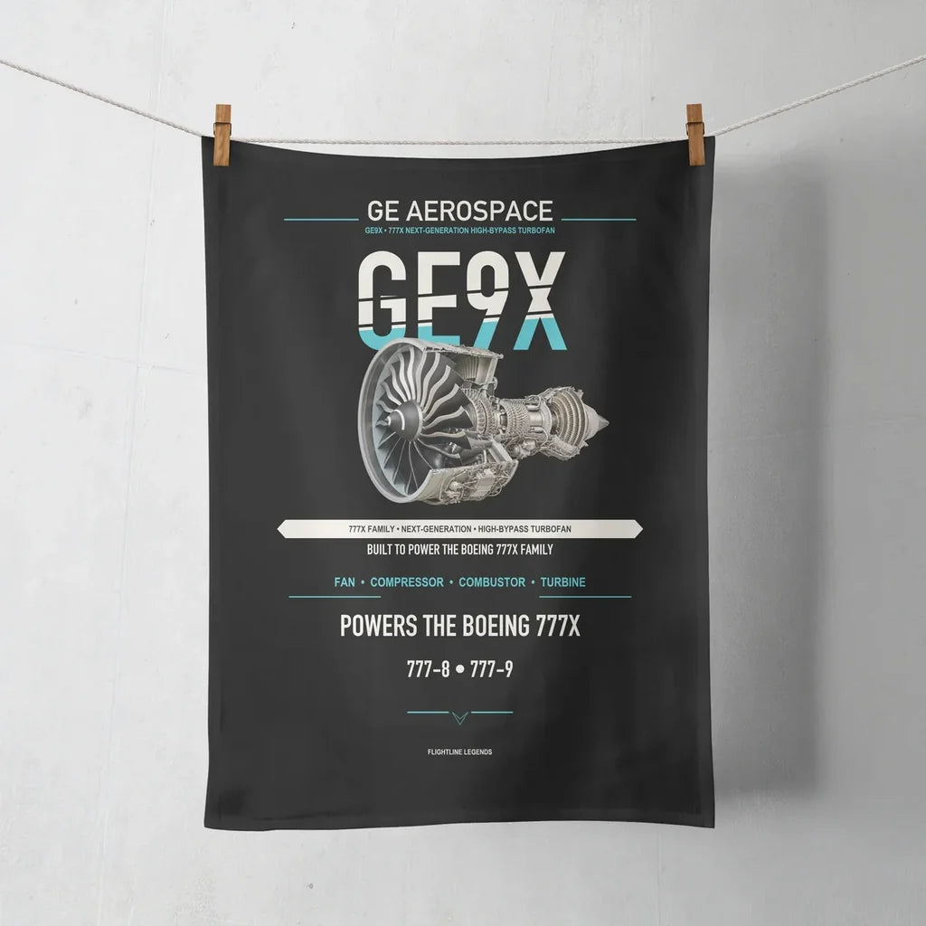 GE9X design on black towel