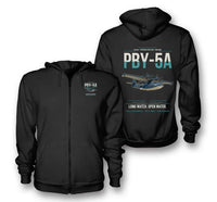 Thumbnail for PBY-5A Catalina design on black premium zipped hoodie, double-side print