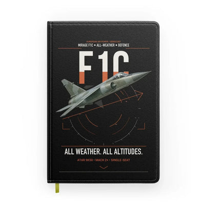 Dassault Mirage F1C design on black notebook