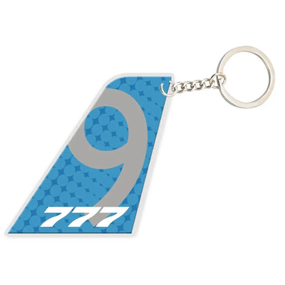 Tail Boeing B777-9 aviation shaped key chain, durable metal alloy.