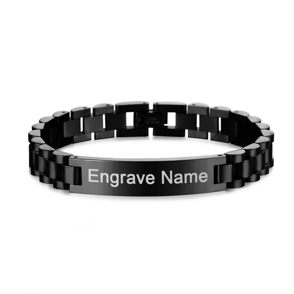 Side view of Super Quality 4 Colors aviation bracelet in polished metal, polished finish.
