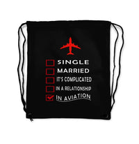Thumbnail for In aviation design drawstring bag, lightweight polyester construction.