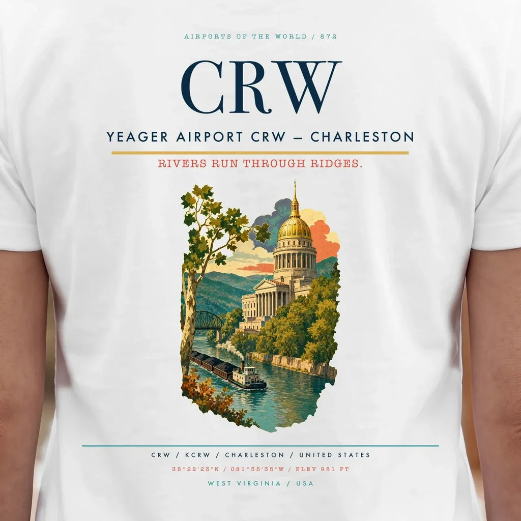 Yeager Airport (CRW) double-side t-shirt design close-up cover