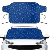 Thumbnail for Many Airplanes Blue Car aviation design on car windshield cover.