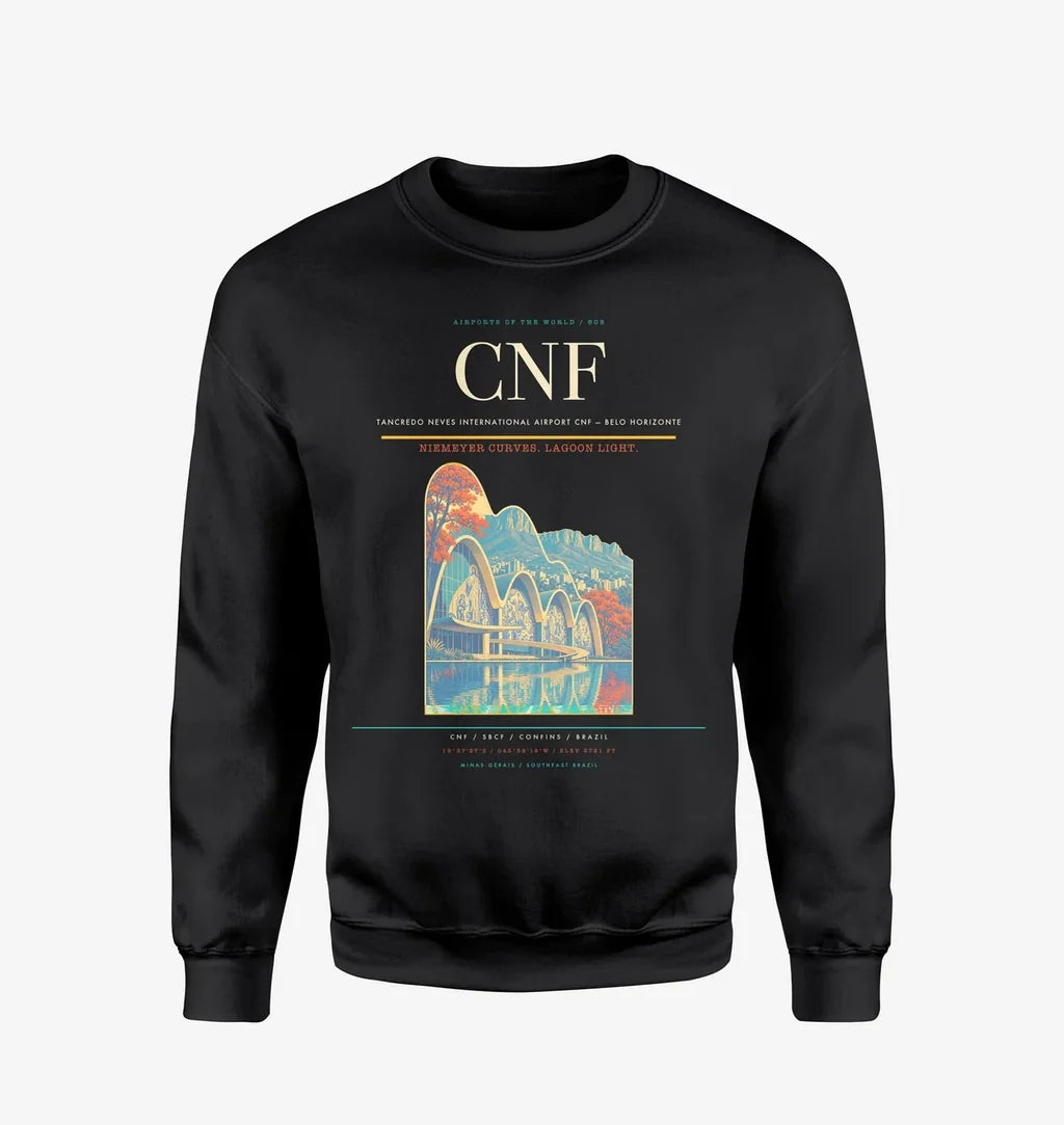 Tancredo Neves International Airport (CNF) design on black sweatshirt