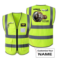 Thumbnail for Airbus A320 & V2500 Engine aviation design printed on high-visibility reflective fabric reflective vest.