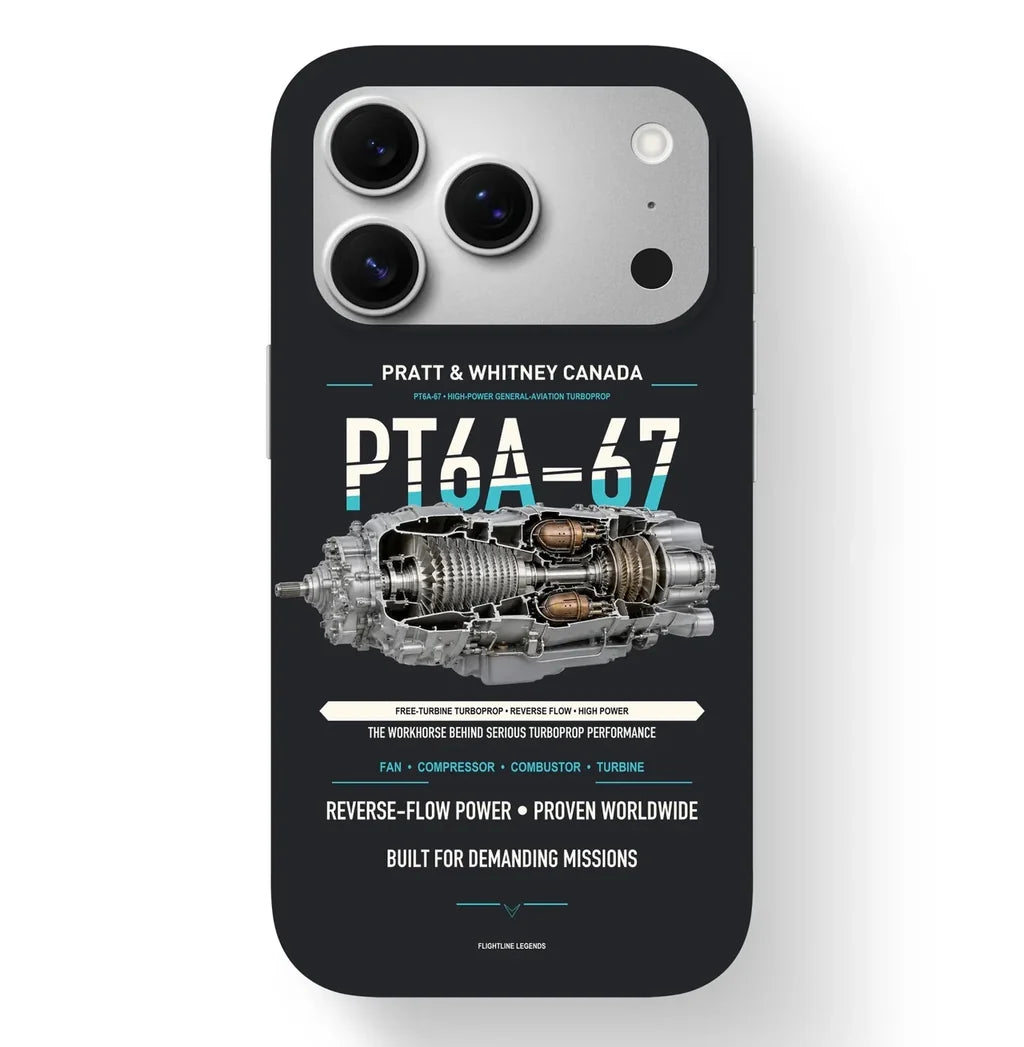 PT6A-67 Case design on black iphone case