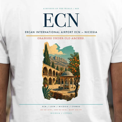 Ercan International Airport (ECN) double-side t-shirt design close-up cover
