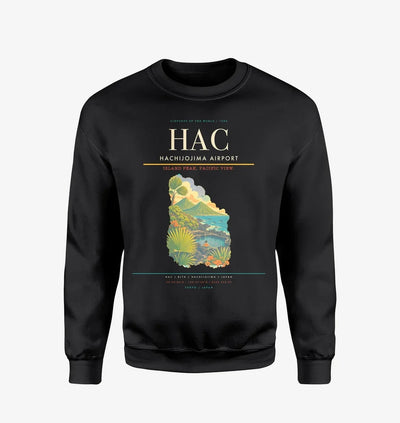 Hachijojima Airport (HAC) design on black sweatshirt