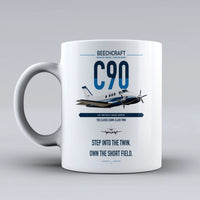 Thumbnail for Beechcraft King Air C90 design on white ceramic mug, double-side print
