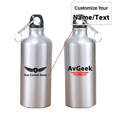 Avgeek aviation design on thermos, vacuum-insulated.