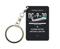 Thumbnail for McDonnell Douglas DC-9-30 design on black designed key chain, double-side print