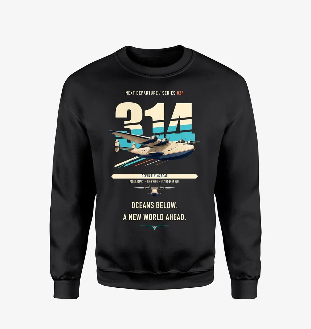 Boeing 314 Clipper design on black sweatshirt