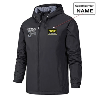 Airbus A350 & Trent Wxb Engine Rain Jackets & Windbreakers aviation design printed on waterproof shell with sealed seams smal.