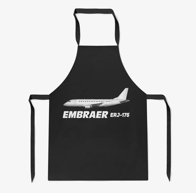 The Embraer ERJ-175 aviation design on durable cotton blend kitchen apron.